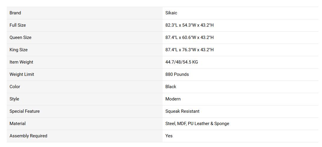 Sikaic RGB LED Floating Platform Bed Frame with Type-C Charging Station & Storage Headboard PU Black