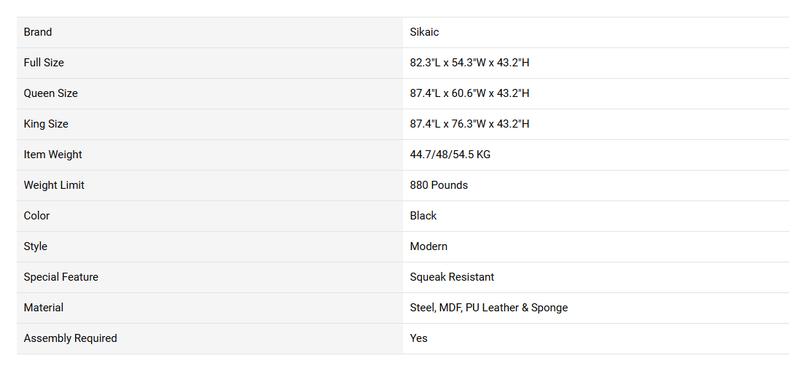 Sikaic RGB LED Floating Platform Bed Frame with Type-C Charging Station & Storage Headboard PU Black