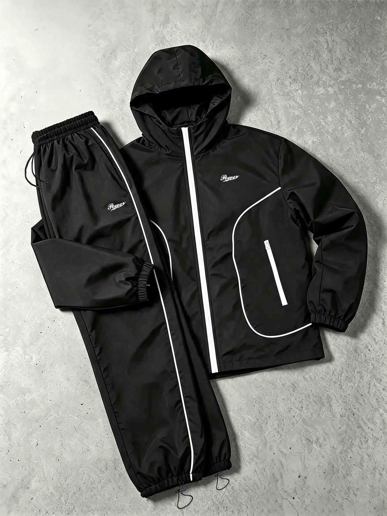 Men's Casual Sportswear Set, Y2K Striped Hooded Jacket & Long Pants, Windproof Loose Fit, Ideal for Gym, Daily Commute, Versatile