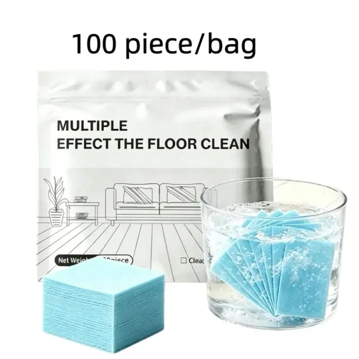 100pcs/bag Multi-SurfaceFloor Cleaning Tablets – Concentrated Cleaner Sheets for Hardwood, Laminate & Tile Floors, Antibacterial, Deodorizing & Polishing Formula, Mild Scent Deep Cleaning Solution for Home & Kitchen Use, Practical Household Supplies