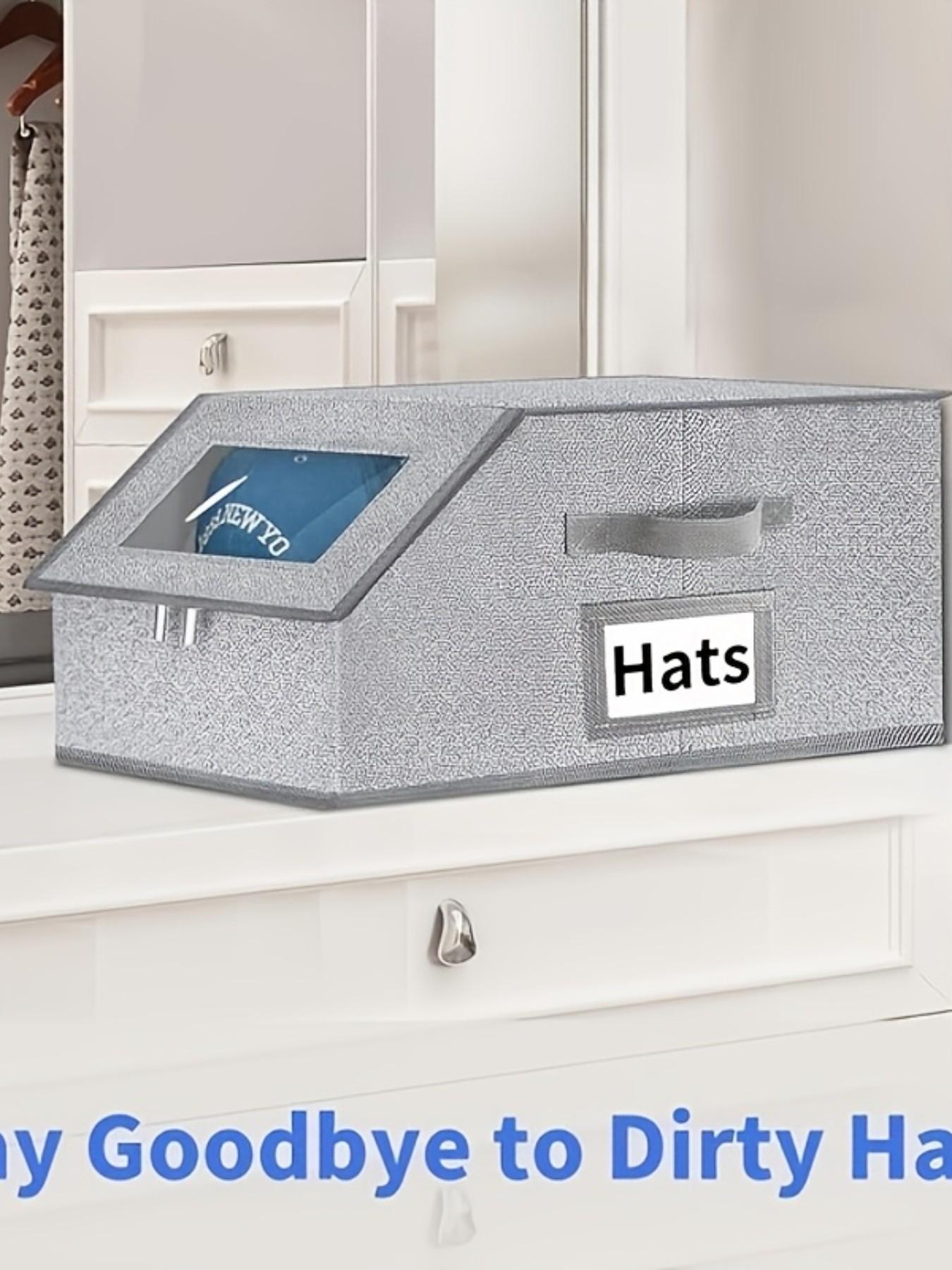 Baseball Cap Storage Box, Stackable Design with Transparent Lid, Flip-Top Access for Easy Organization, Ideal Wardrobe Solution