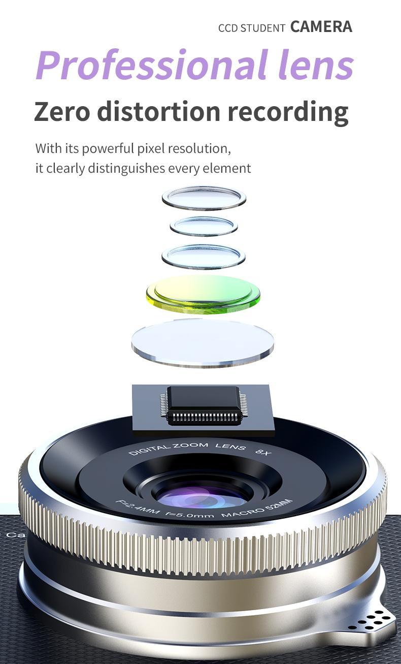 Foldable Screen Student Camera, Retro Ccd Card Camera, 1080P Digital Portable Camera, Includes Phone Chain and 32GB Storage, Perfect Gift