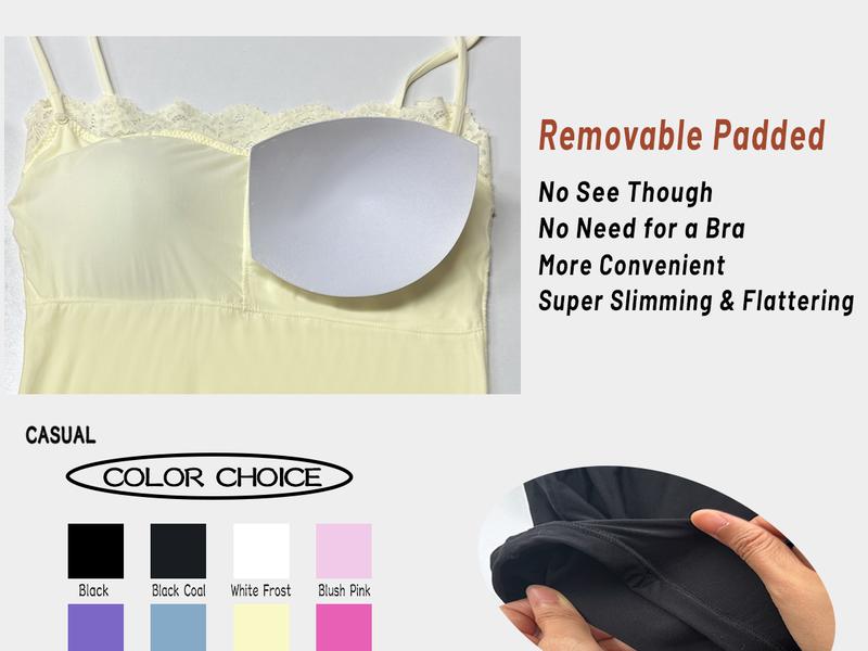 Starrylion Padded Lace Cami Top Double Lined Sexy Tank Top Spaghetti Strap Club Party Shirt