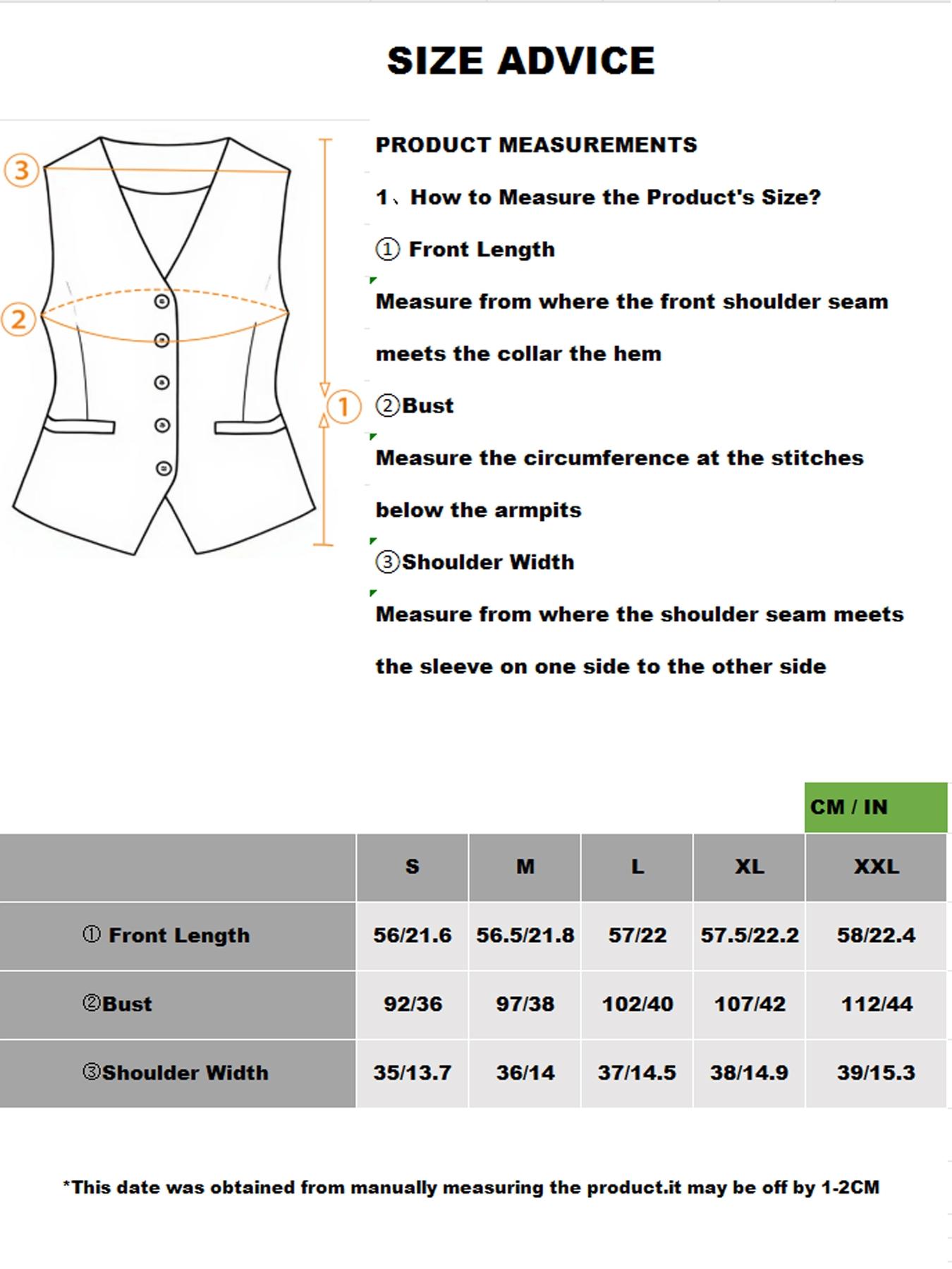 Women's Solid V Neck Button Vest Blazer, Casual Plain Color Waistcoat for Work Office Business, Ladies Spring & Fall Clothes