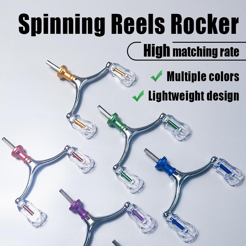 Fishing Spinning Reel Handle, Double Rocker Arm with Multiple Colors, Lightweight Design for Lure Fishing  Aluminum alloy hexagon