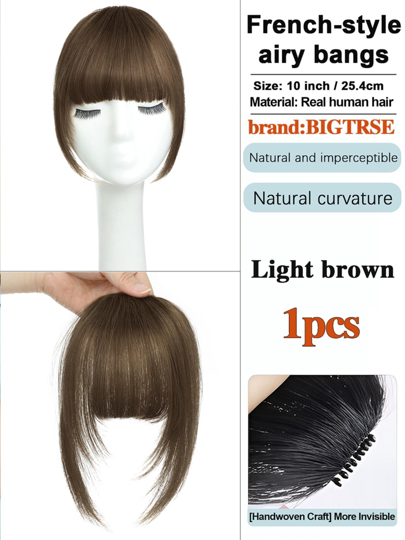 French Bang Clip-In Hair Extension, Curtain Bangs with Mirror Legs, Thick Bangs for Daily Wear, Real Human Hair