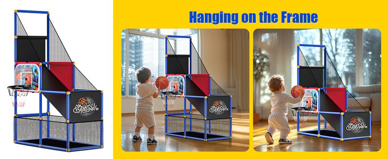 Kids Arcade Basketball Hoop with 4 Balls, Indoor Outdoor Single Shot Basketball Game for Toddler,Carnival Games Sport Toys Gifts for Boys Girls Ages 3-8 Years Old,Ideal for Competition