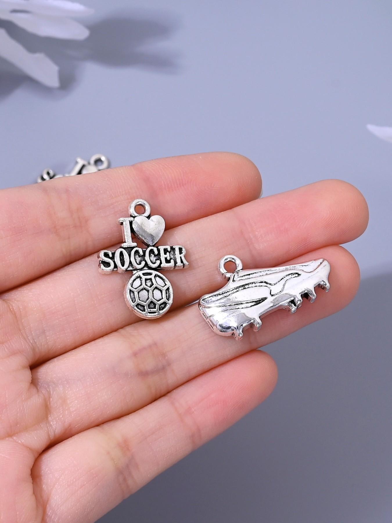 10 Fashionable Sports Theme Football Letter Charms, Ideal for DIY Jewelry Making, Earrings, Necklaces, Bracelets, Keychains, Daily Accessories