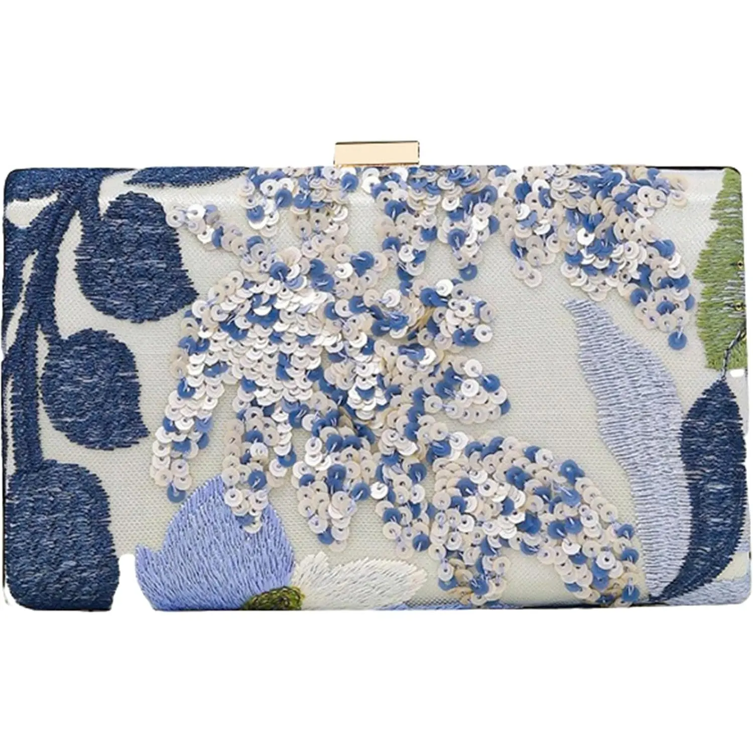 Beaded Sequin Evening Clutch Purse Women Floral Embroidered Beach Handbag Mini  Crossbody Bag Formal Party