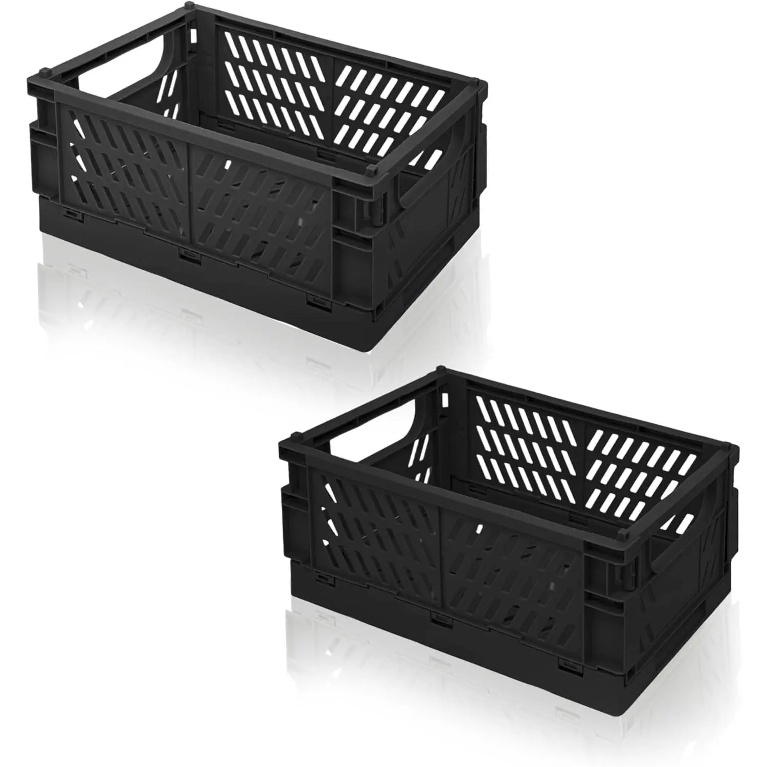 2 Pack Mini Foldable Small Plastic Baskets for Organizing and Storage, Collapsible Storage Crates, Mini Bins for Home Kitchen Bedroom Bathroom Office (Black, Large 10x6.5x4)