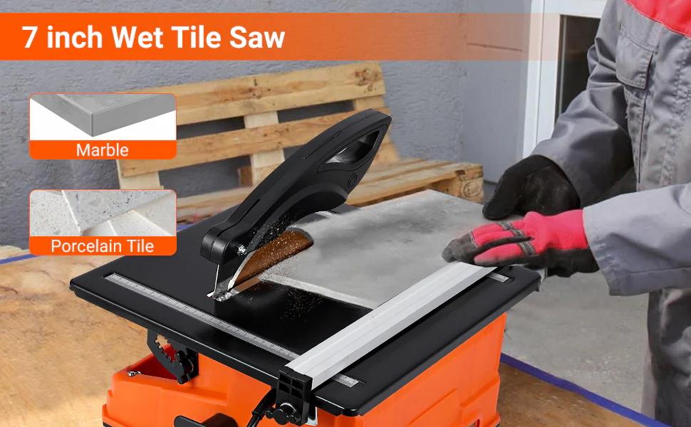 【GARVEE】7 inch Wet Tile Saw, 6500 RPM & Pure Copper Motor, Bevel cuts tile from 0 to 45, Tile Cutter Wet Saw with Water Reservoir for Cutting Tiles and Stones, for DIY Enthusiasts 【GARVEE】7 inch Wet Tile Saw, 6500 RPM & Pure Copper Motor, Bevel cuts tile from 0 to 45, Tile Cutter Wet Saw with Water Reservoir for Cutting Tiles and Stones, for DIY Enthusiasts