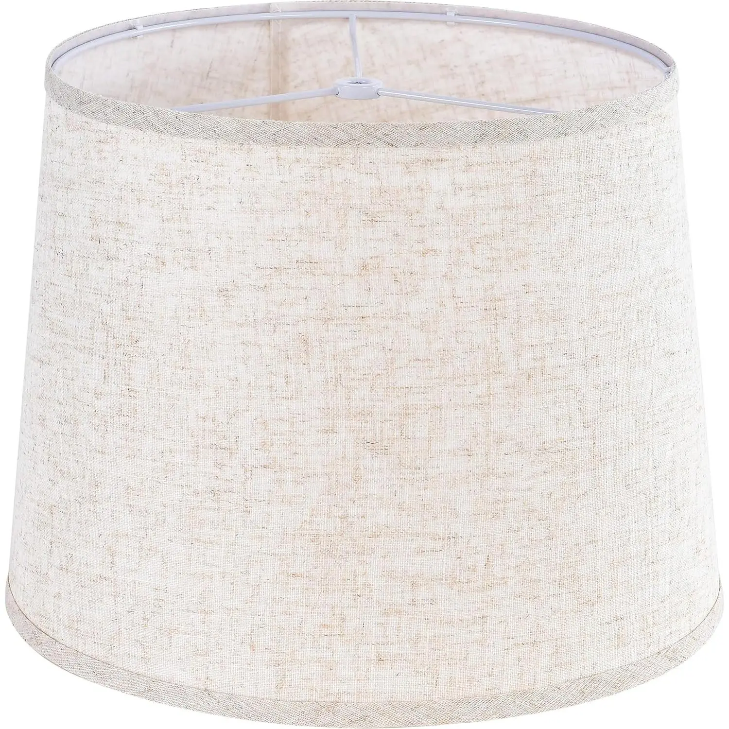 Oatmeal Linen Drum Lamp Shade - 11" Top x 13" Bottom x 10" High (Spider), Farmhouse Style Lampshades for Table & Bedside Lamps, Replacement Lampshade for Living Room Decor, Easy Assembly