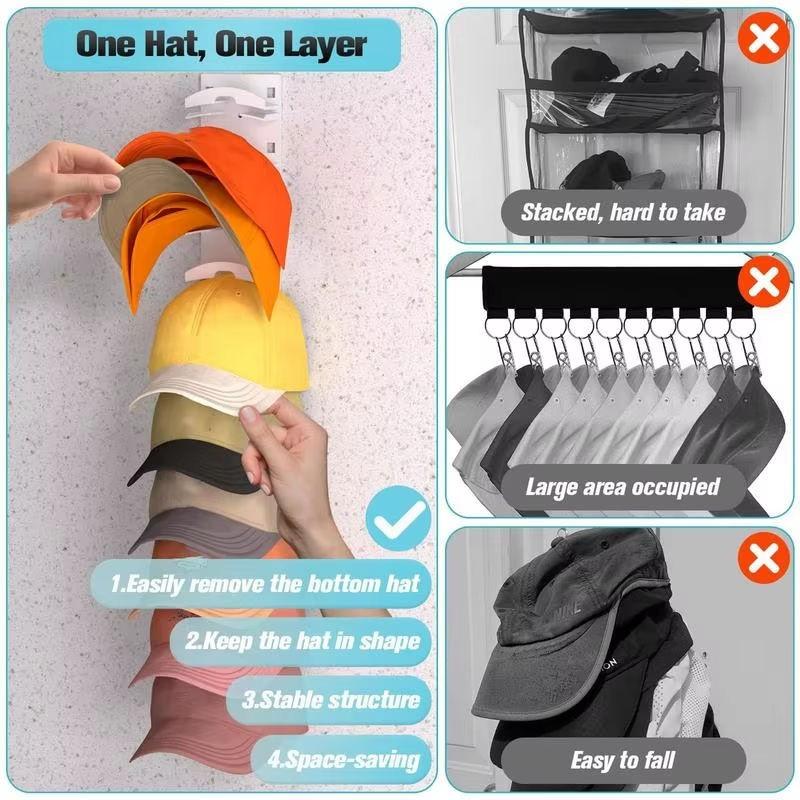 Multi-Layer Baseball Cap Wall-Mounted Storage Rack, Storage Hooks, Wall Mounted Hanger, Space-Saving Organizer for Hats, Durable & Stylish Design, Ideal for Home Organization