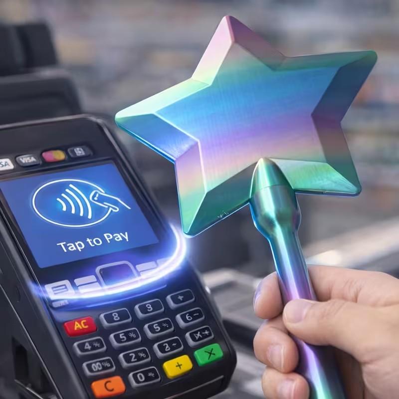 1pc 3D Printed QR Code Scanning Payment Wand, Touch Payment Credit Card Stick, Starlight Wand, Contactless Payment Card Holder, Suitable for Card Payment Scenarios, Desktop Ornaments