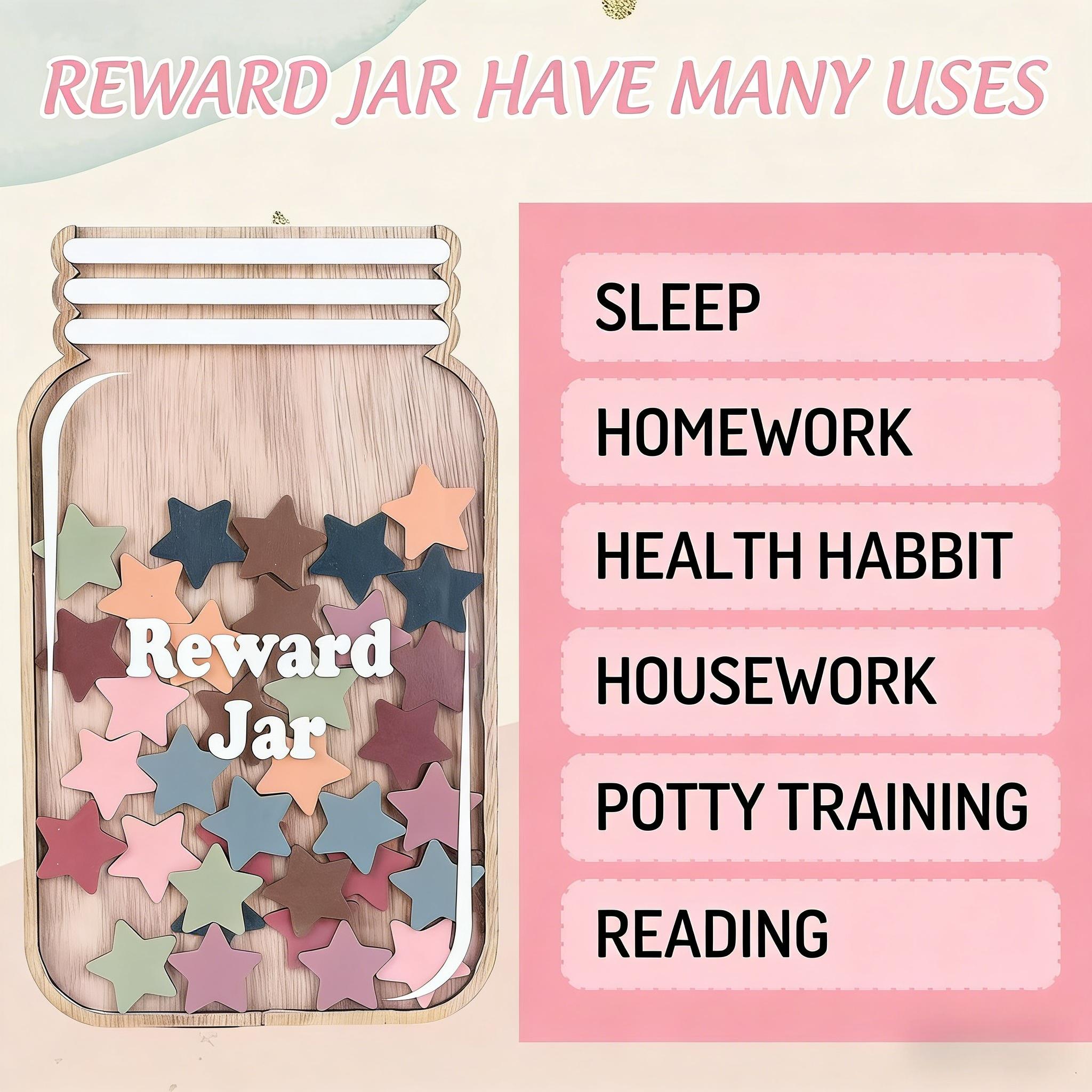 Star Flower Reward Jar, Wooden Craft Decorative Item, Self-Discipline Points Container, Creative Gift Idea, Unique Present