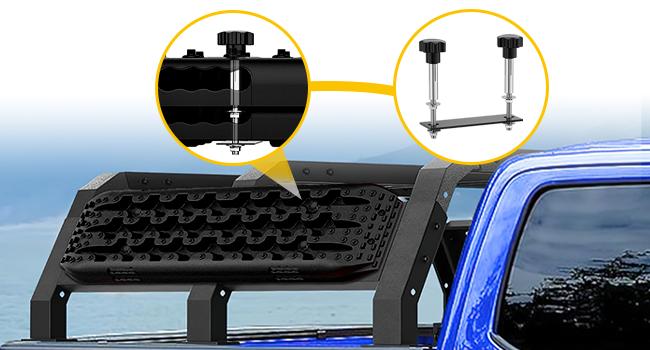 Nilight Recovery Off-road Traction Boards  Tire Ladder Mats For 4WD 4X4 Mud Sand Snow with 2PCS Mounting kit Zipper Bag 2 leashes (Black) Friction Offroad Automotive