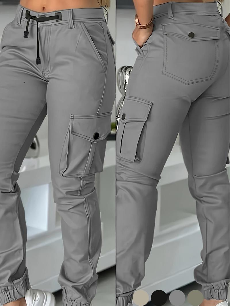 New Autumn Winter High-Waist Slimming Women's Casual Fashion Military Pants, Long Cargo Trousers for Ladies