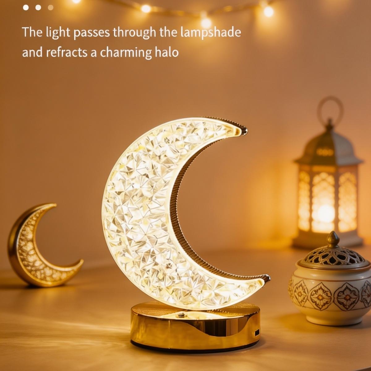 Moon Shaped Rechargeable Night Light, USB Rechargeable Table Lamp, 3-color Touch Dimming Night Light For Bedroom, Living Room, Home Decor, Mood Decorative Lights, Home Decor Lighting