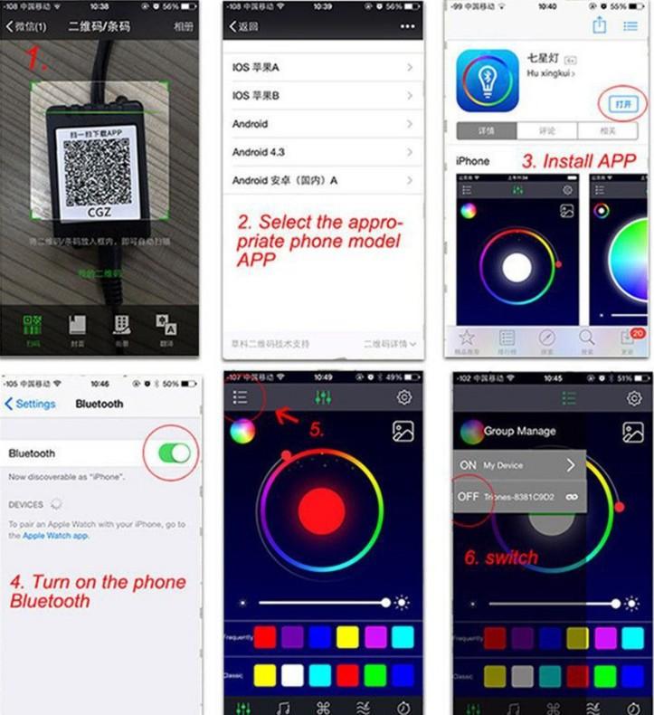 276 Inch 8-Color Synchronized Music RGB Car Neon Lights - 5-in-1 LED Light Strips with APP Control Environment Lighting Kit - Fiber Optic In Car Neon Lights Set dynamic ambient light