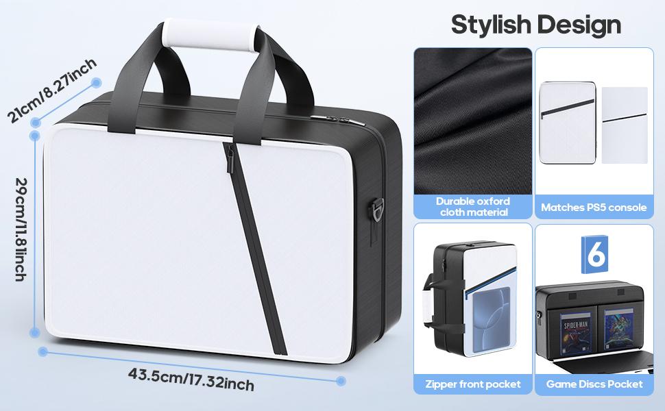 SUNDAY MIRTH PS5 Slim/ Pro/Original Carrying Case, PS5 Bag Travel Carry Case for Playstation5 Console, Thickened Protective Bag for Console, Headset, Controller, Game Discs, Cables, PS Portal & Gaming Accessories
