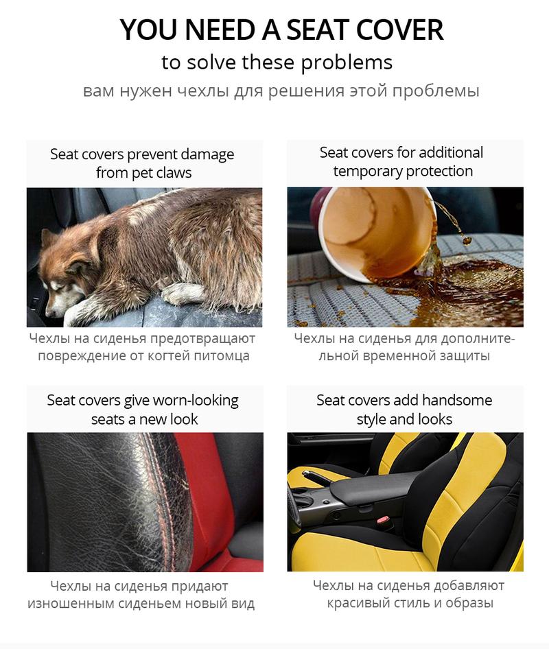 TOYOUN Automobiles Seat Covers Full Car Seat Cover Universal Fit Interior Accessories Protector Color Gray Car-Styling