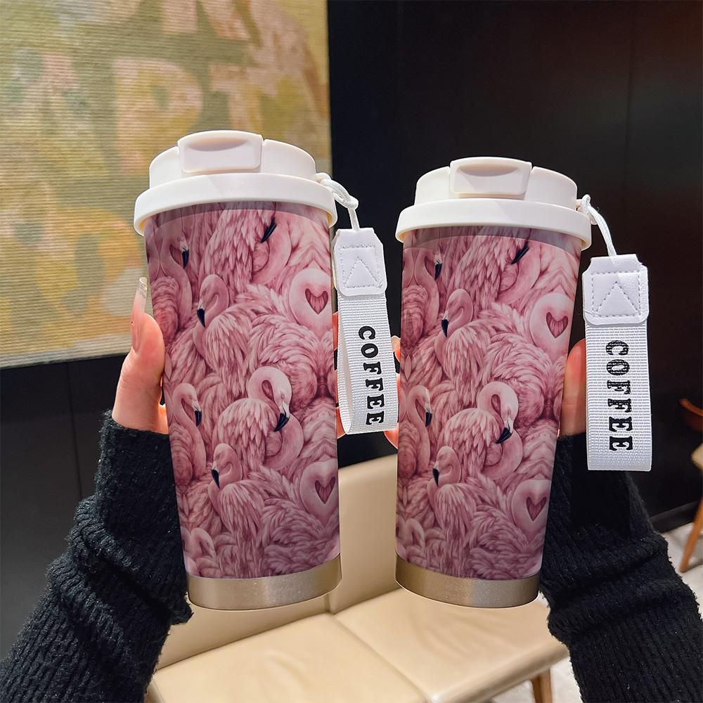 Abstract Peacock Pattern Coffee Cup, Portable Dual Drink Insulated Mug, Heat/cooling Travel Tumbler, Office & Outdoor Essential