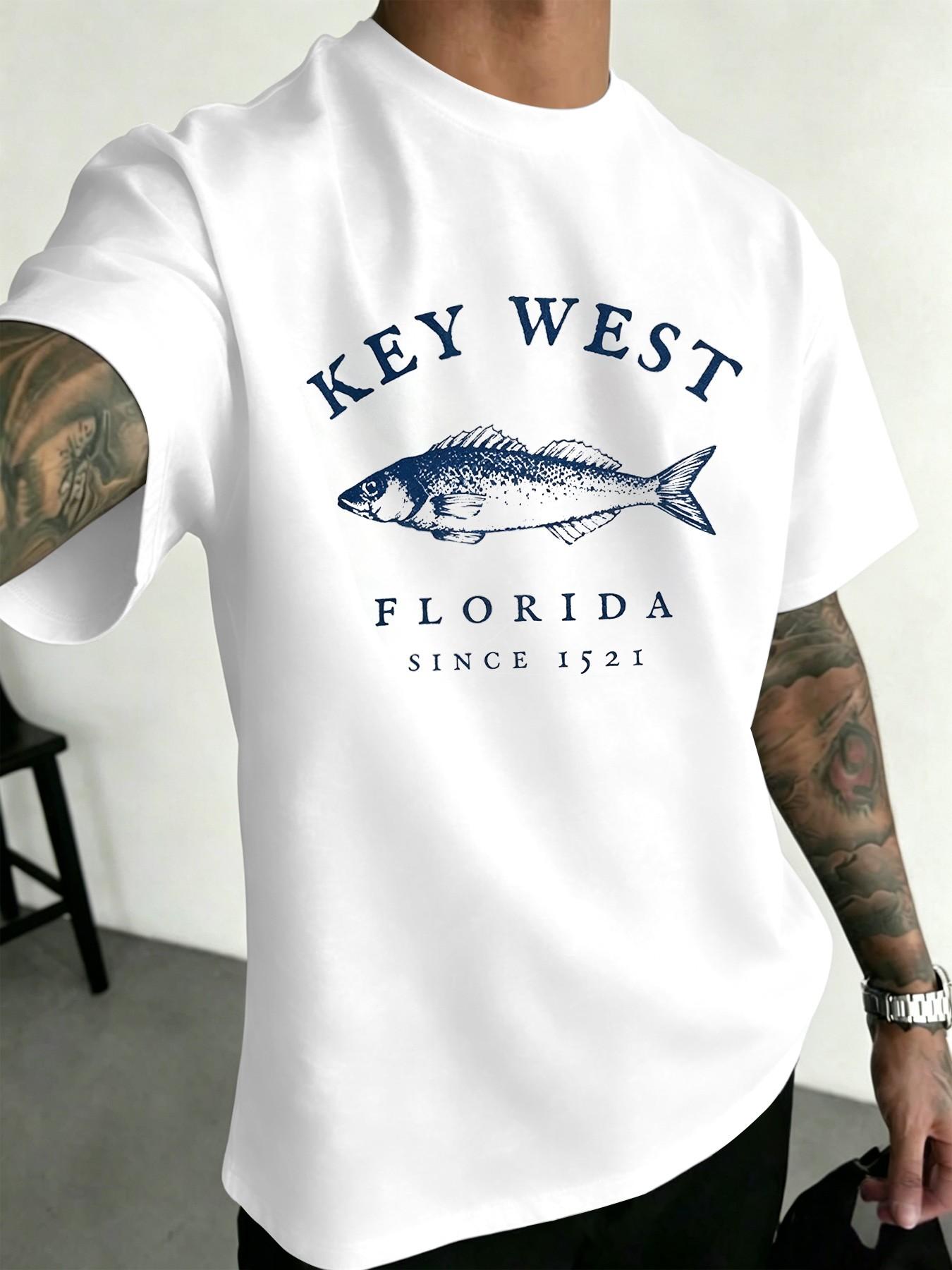 Men's Casual Short Sleeve T-Shirt, Trendy Print Design, Perfect for Friends and Family, Outdoors, Sports, Office Wear