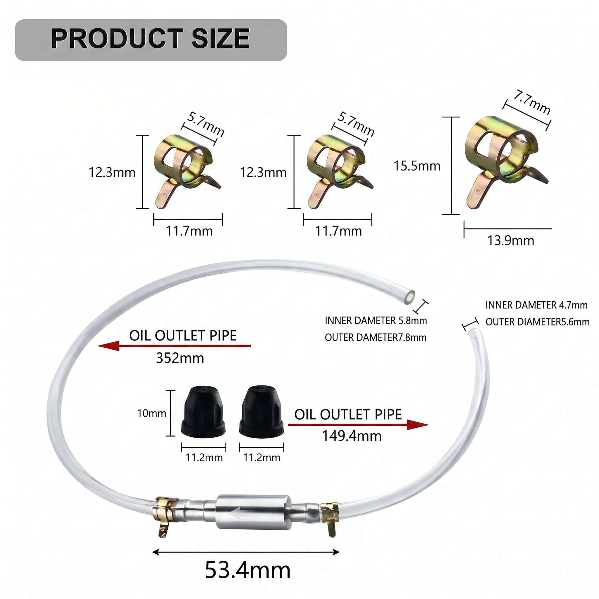 2026 new Brake Bleeder Kit, one-way check valve, Universal Brake Bleeder Tool Car Accessories for Car / Motorbike / Bike / motorcycle (1 Set) , metal clip tube soft, Stainless hydraulic brake system-YY0