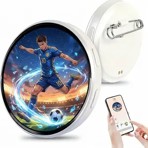 PS Touch Display Image GIFS Sideshow & Videos Wearable Mini Screen Digital Pin Badge self‑Expression Cheering Support, Event