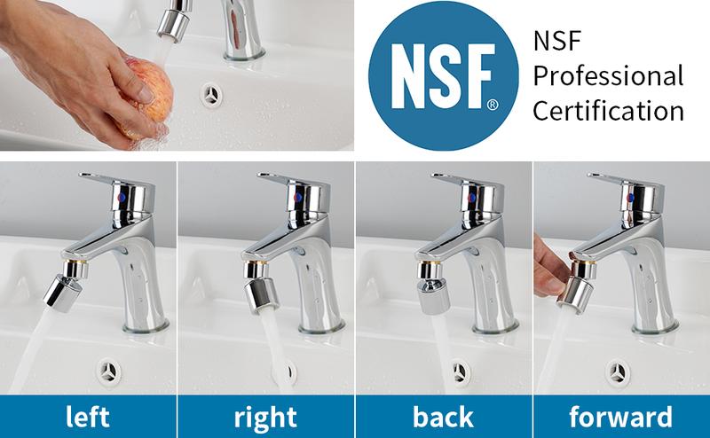 Faucet Aerator, 360° Swivel Kitchen Sink Aerator, Dual-function 2-Flow Sprayer Faucet Head, Big Angle Sink Sprayer Attachement, Faucet Replacement Part 55/64 Inch Female Thread - Chrome