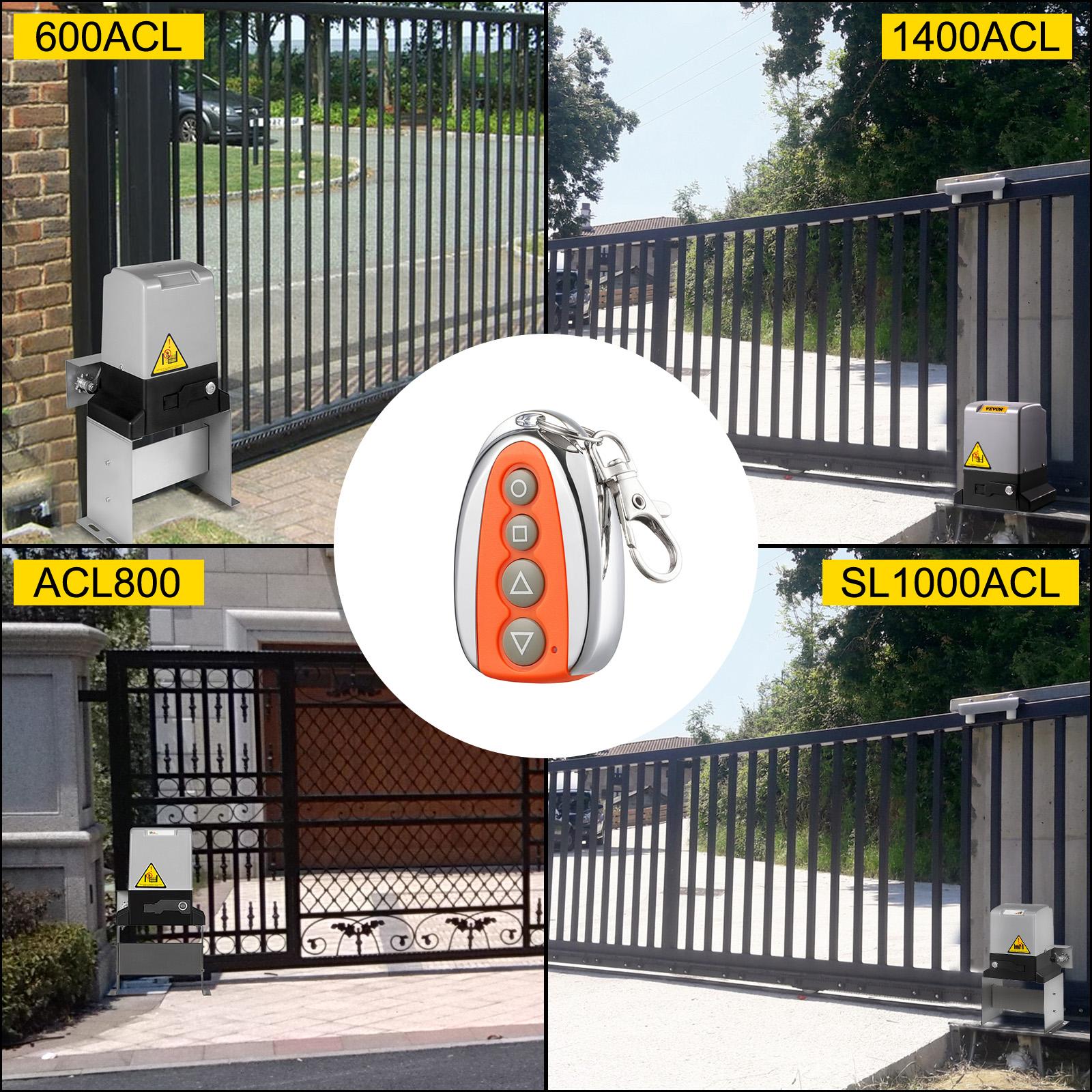 VEVOR Sliding Gate Opener Remote, 131 ft Range, 4-Button Automatic Gate Opener Remote, Remotes for Garage Door Openers, Multi-Code Electric Rolling Driveway-Gate Closer Smart Key Security Kit
