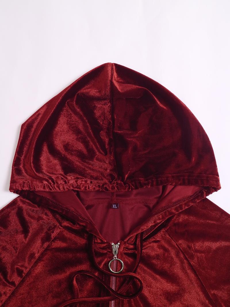 Women's Velvet Long Pants Set, Zip-Up Hoodie + Loose Fit Pants, Perfect for Sports Casual Home Wear, Autumn Winter