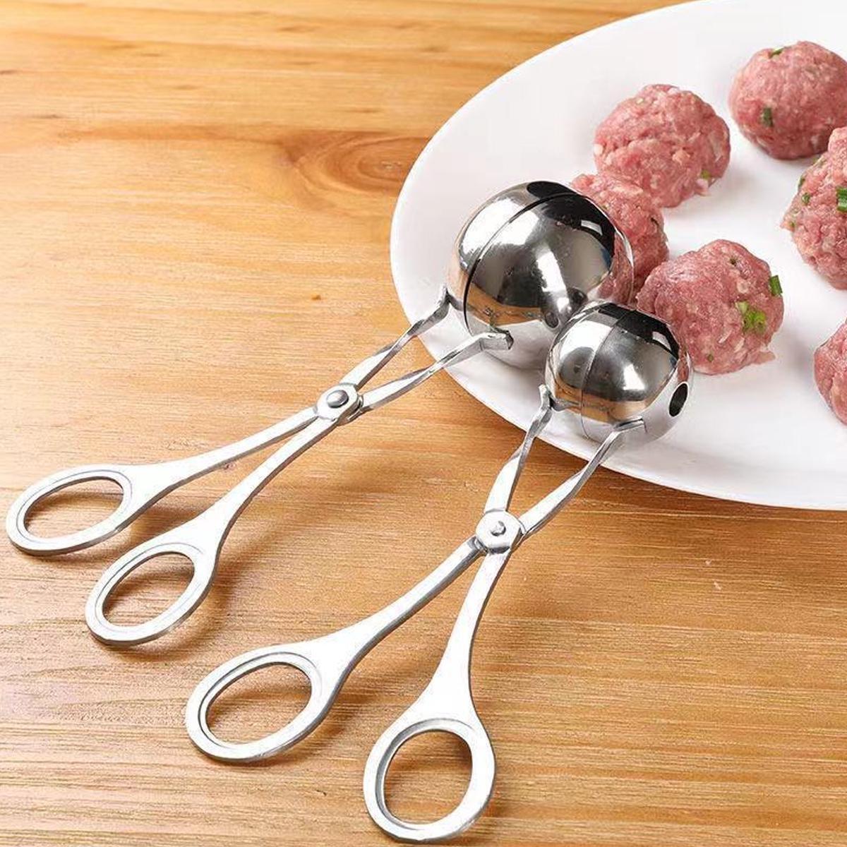 Portable Stainless Steel Multi-Function Ball Maker Tool, S/L Sizes for DIY Fish Ball Rice Ball Ice Cream Scoop Mold, Kitchen Cooking Handheld Accessory