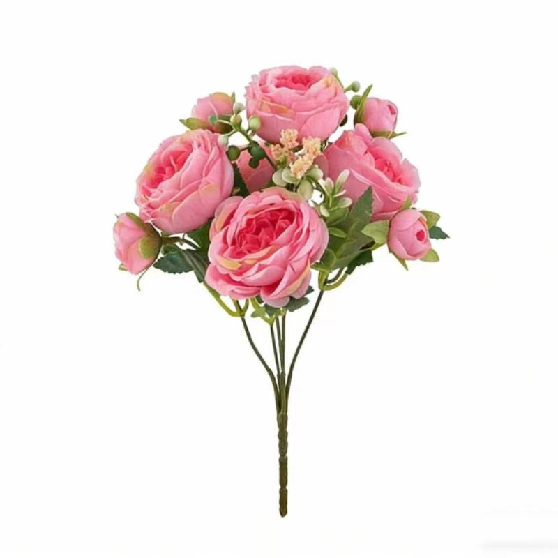 4pcs Realistic Two-Tone Pink Artificial Peony Bouquet, DIY Fake Flowers for Home Living Room Decor, Wedding Decor, Valentine's Day Gift, Long-Lasting Faux Flowers Perfect for Birthday Party, Garden, Bedroom, Dining Table, Window Sill & Bridal Bouquet