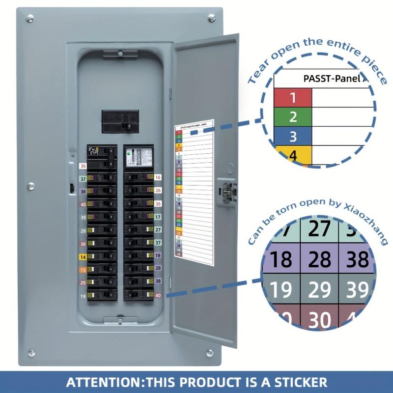 Circuit breaker label set, including handwritten electrical panel sticker for marking panel, suitable for distribution box, switch cabinet and electrical protective cover-compatible with single/three-phase system-easy-to-use label system.