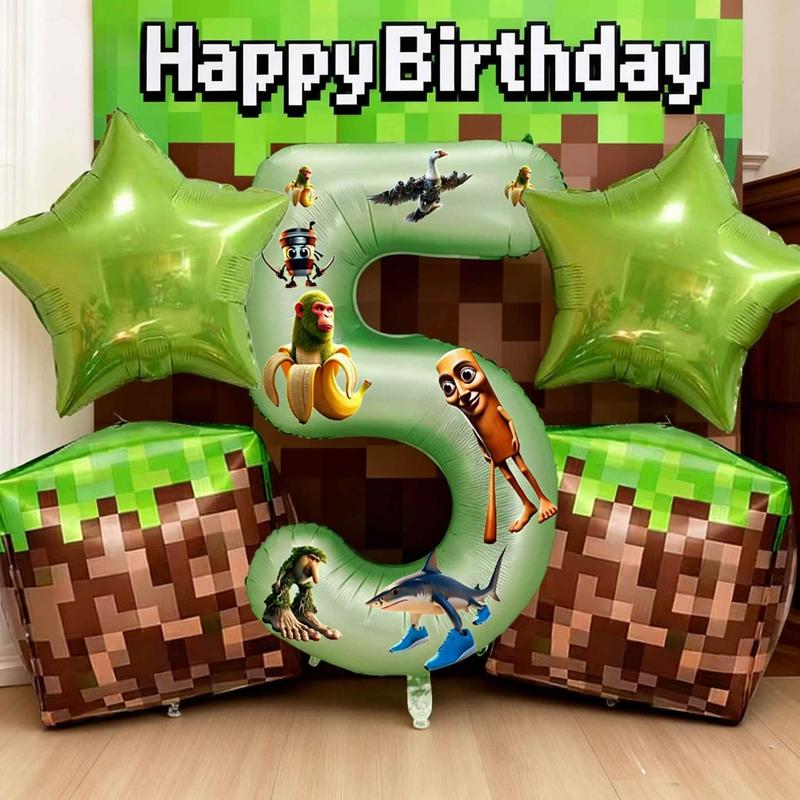 Trendy Pixel Party & Italian Brainrot Balloon Set, Large 32in Green Number Balloons 0-9 with Tralalero Tralala Characters Stickers,Star Foil Balloons, Pixel Block Balloons, for Christmas New Year Video Game Themed Birthday Party Decor, Gamer Decor Trendy Pixel Party & Italian Brainrot Balloon Set, Large 32in Green Number Balloons 0-9 with Tralalero Tralala Characters Stickers,Star Foil Balloons, Pixel Block Balloons, for Christmas New Year Video Game Themed Birthday Party Decor, Gamer Decor