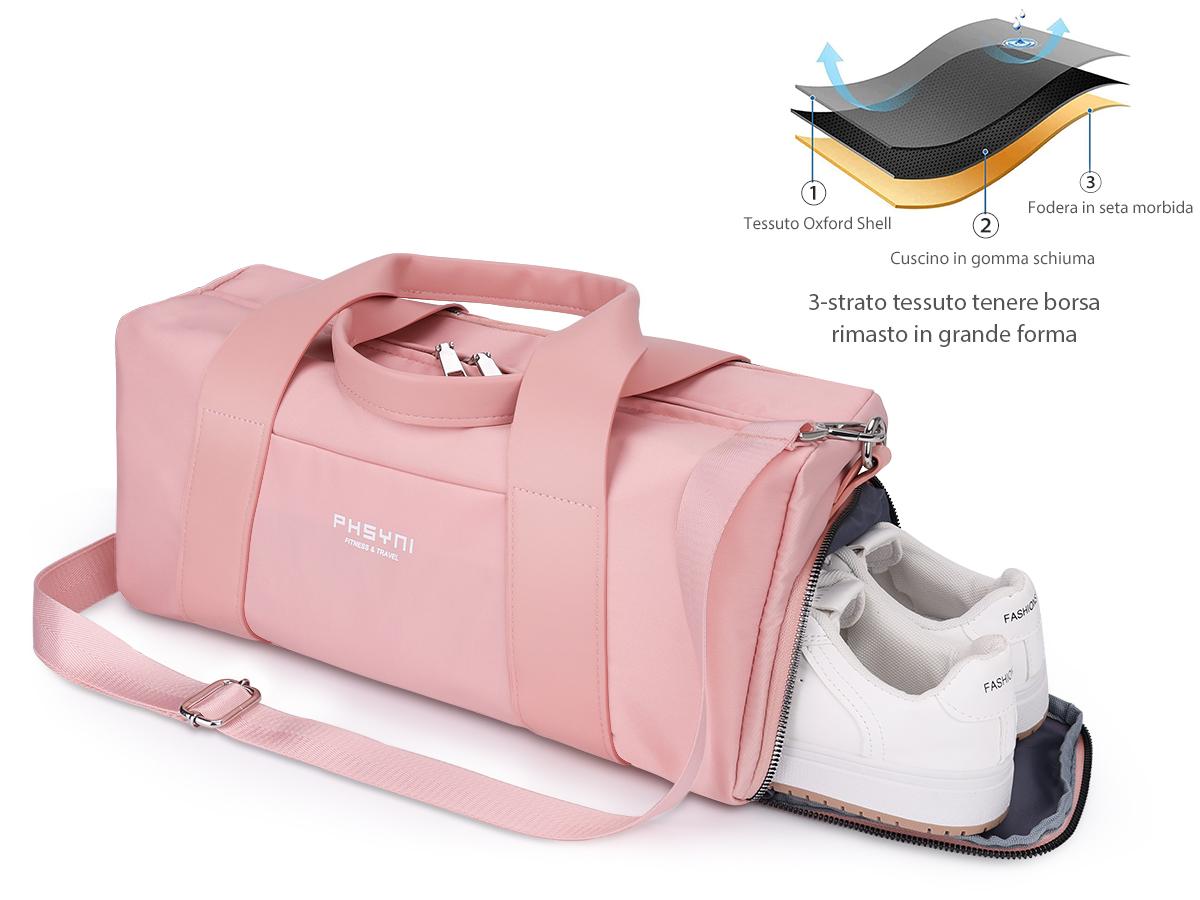 Small Gym Bag for Girls Kids,Sport Duffle Bag for Women Fitness Workout, Travel, Dance, Ballet, Swim with Shoes Compartment & Waterproof Pocket,Easy Carrying Pu Leather Handle (16"-Small)