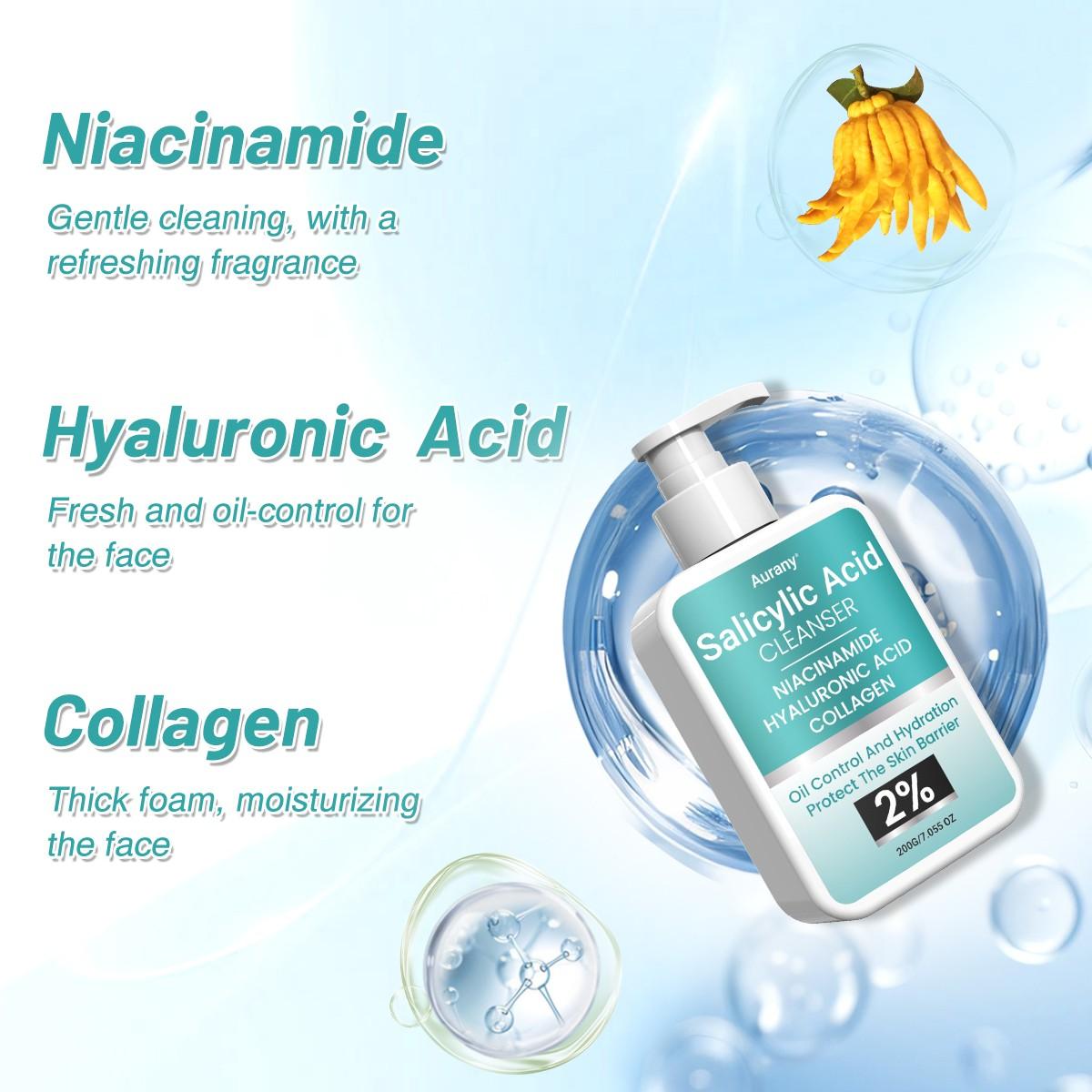 Salicylic Acid Cleanser,Acial Cleanser,Facial Cleansing,Foaming Face Wash, Helps Clear & Prevent Acne Breakouts, Oil Free, Excess Oiloil Control And Hydrationprotect The Skin Barrier,Brightening & Even Skin Tone,Glowing Complexion Face Wash-200g