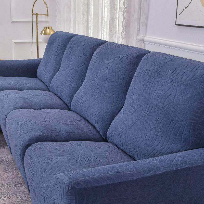 L-Shape Leaf Pattern Sofa Cover Set, Includes Backrest, Seat, Armrests, Soft Comfortable, Universal Fit, Fashion Bedroom Decor, Elastic Sofa Slipcover