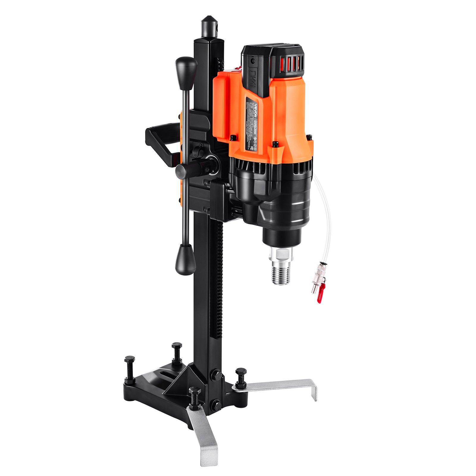 VEVOR Diamond Core Drilling Machine, 0.8-8 in Drilling Diameter, Stand-Mount Dry and Wet Concrete Core Drill Rig with 8 Drill Bits, 800 RPM Speed, UNC1 1/4-7 Thread, for Concrete Brick Stone, 3000W