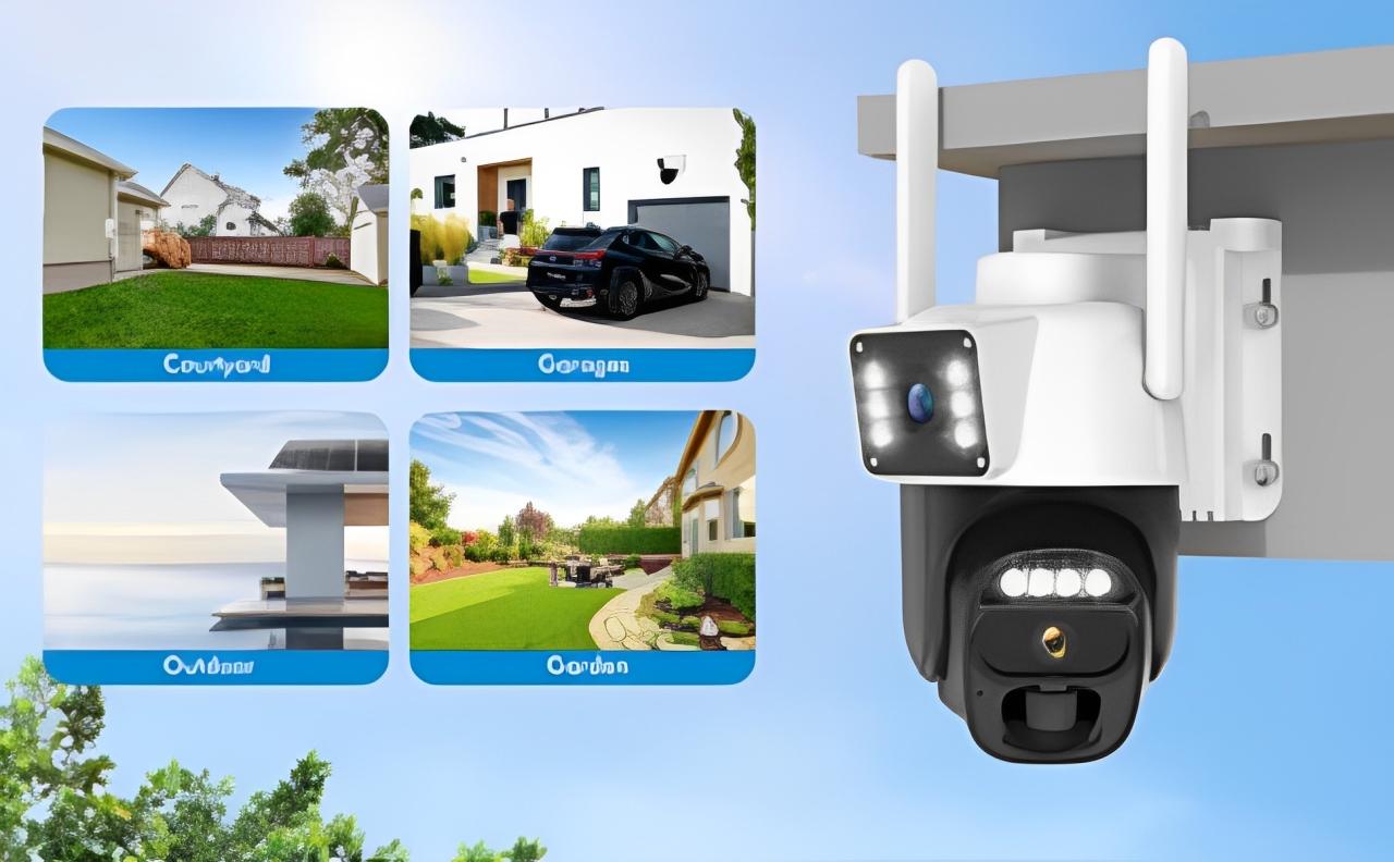 Hawkray 2K Solar Dual-Lens Cameras Wireless Outdoor 360°PTZ Dual-Screen 3MP Security Cam Indoor Outdoor IP66 Waterproof with Color Night Vision Two-Way Talk PIR Human Detection Auto Tracking Spotlight Siren Alarm WiFi Cloud Storage Monitoring Automatic