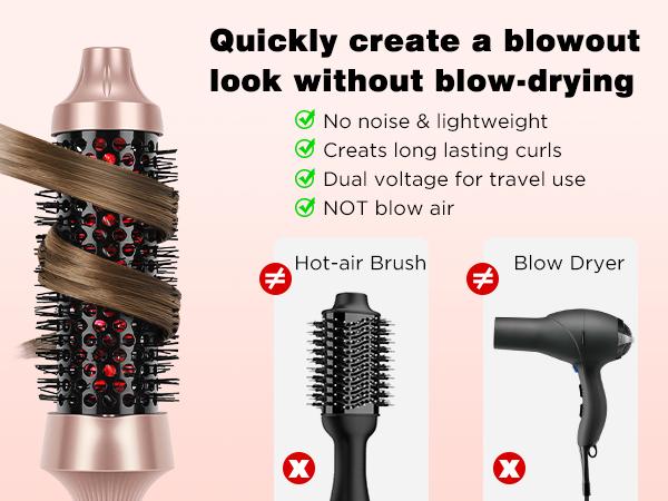 【UPGRADE】1.5 Inch Thermal Curling Brush – Smooth Blowout & Long-Lasting Waves with Negative Ionic Technology, Dual Voltage，Heated Round Brush for Smooth Style & Natural Waves，Easy to Use Valentine's Day Gift Idear for Women Hair Styling Kit