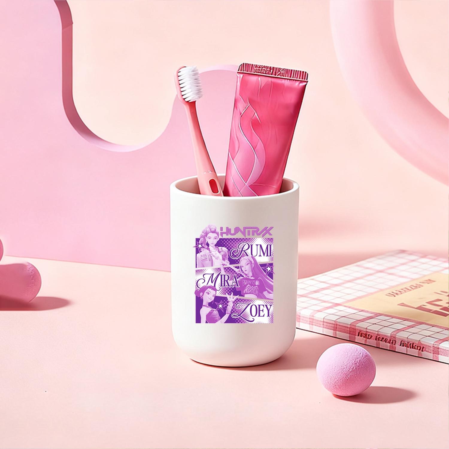 1pc mouthwash cup, cartoon pattern printing, durable bathroom toothbrush cup, wash cup, toothbrush holder, bathroom storage, bathroom water cup, brushing cup, Christmas Valentine's Day gift for students back to school (only cups are sold)