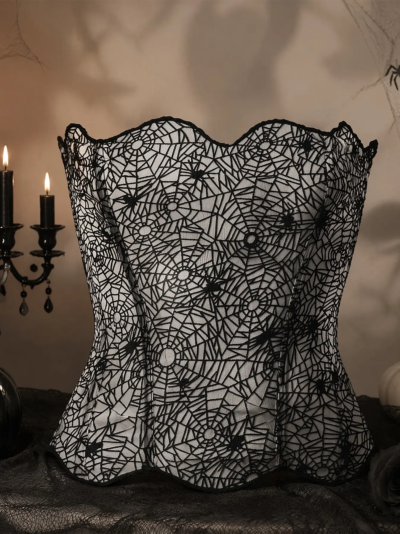 Women's Random Pattern Lace Up Shapewear Tube Top, Elegant Contrast Lace Corset Top, Tummy Control Shapewear for Women