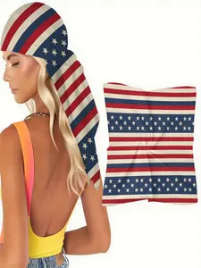 1pc This vintage American flag scarf features a star and stripe pattern, is soft and full of patriotic sentiment, and is suitable for various occasions.