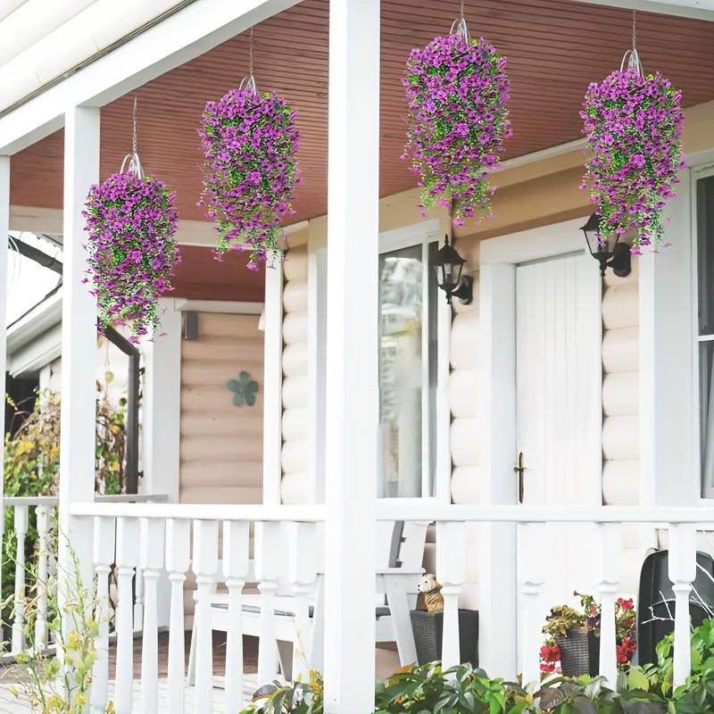 6pcs of Artificial Flowers Hanging Flowers Plastic Floral Plant for Outdoor Artificial Plants Spring And Summer Decoration, Artificial Flower Decorations, Colorful Violet Fake Daisy Realistic Outdoor Flowers Porch Courtyard Decoration Home Decoration
