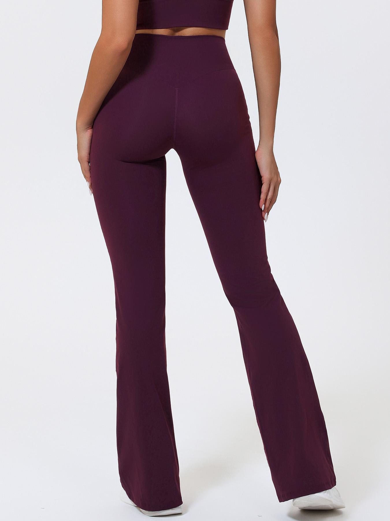 Women's High Waist Yoga Flare Pants, Seamless Butt Lifting Design, No Pockets, Comfortable Sport & Casual Wear, Polyester + Spandex Fabric, High Waisted Leggings