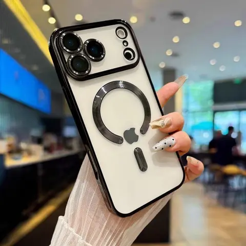 Magnetic Clear iPhone Case with Camera Lens Protector & Wireless Charging Support - Shockproof Anti-Drop Full Protection Cover for iPhone 18 Pro Max 17 Pro Max 16 15 Plus 14 13 12 11