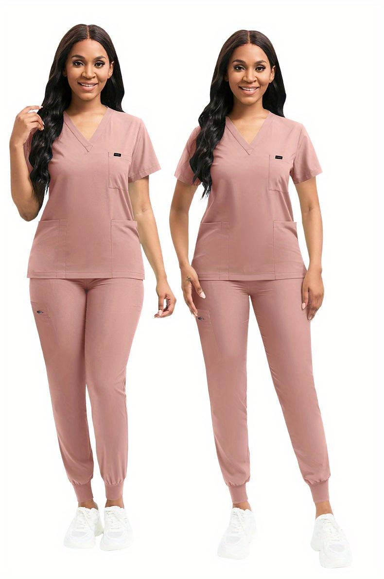 Daily Practical Work Clothes Set Solid Color Breathable Nursing Scrubs Women Uniforms Elasticity Pet Clinic Nurse Workwear Doctor Thin Uniform