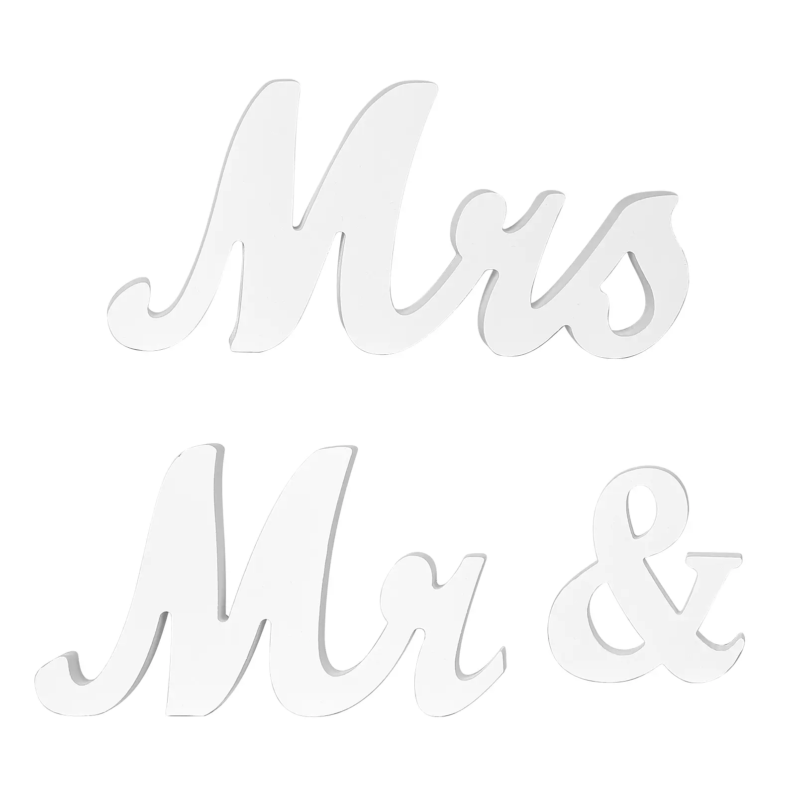 Large Freestanding White Wooden Mr & Mrs Wedding Table Sign Set, Decor for Reception & Sweetheart Table